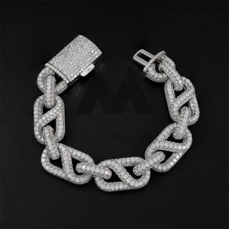 Hip hop jewelry featuring VVS Moissanite iced out 15MM infinity link bracelet that passes diamond tester for men fashion4