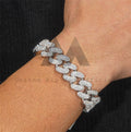 Solid Silver Moissanite 15MM Round Link Two Rows Cuban Link Bracelet Miami Style hip hop jewelry2