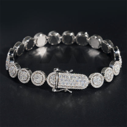 925 Sterling Silver Tennis Bracelet with Moissanite 10MM Circle Cluster Link Iced Out Men Fashion Design0