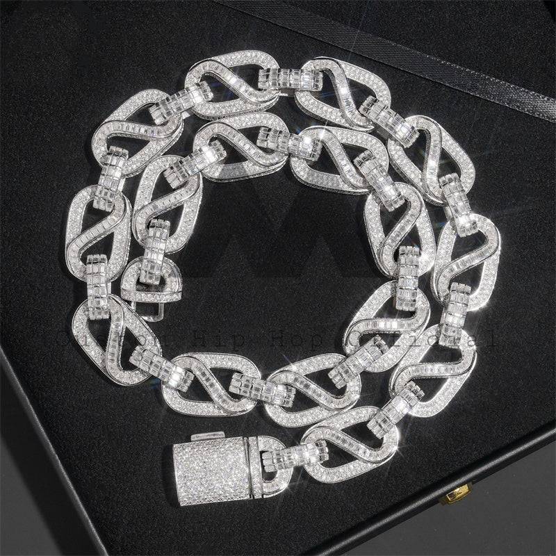 925 Silver 18MM VVS Moissanite Iced Out Hip Hop Jewelry Chain