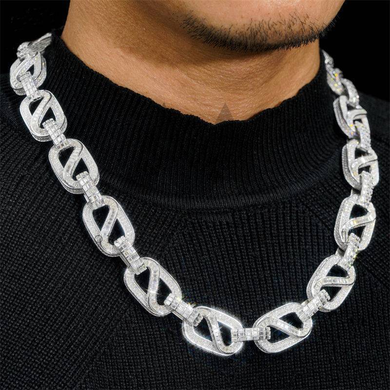 925 Silver 18MM VVS Moissanite Iced Out Hip Hop Jewelry Chain