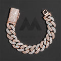 Hip hop jewelry featuring round link 15MM Moissanite Diamond Cuban Link Bracelet in Rose Gold and White Gold3