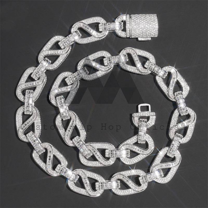 925 Silver 18MM VVS Moissanite Iced Out Hip Hop Jewelry Chain