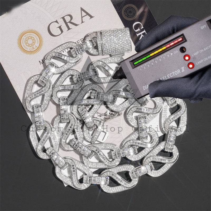 925 Silver 18MM VVS Moissanite Iced Out Hip Hop Jewelry Chain