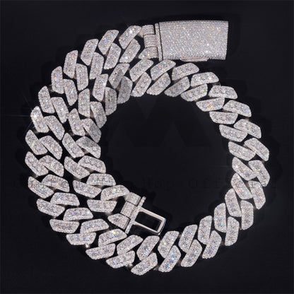 New Size 26MM Three Rows Style 925 Sterling Silver Solid Cuban Link Chain Moissanite