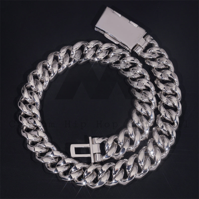 New Size 26MM Three Rows Style 925 Sterling Silver Solid Cuban Link Chain Moissanite Hip Hop Jewelry