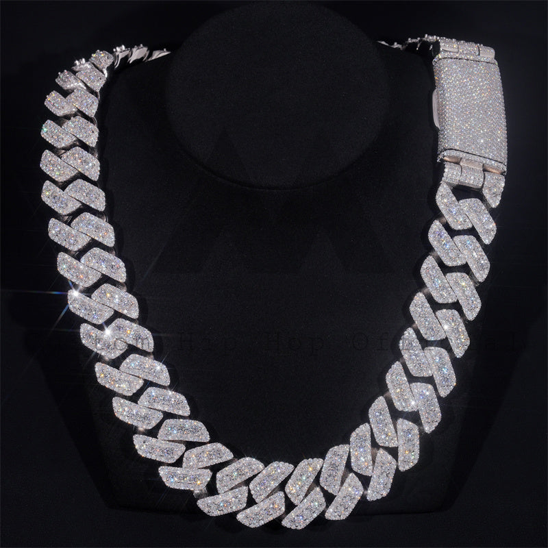 New Size 26MM Three Rows Style 925 Sterling Silver Solid Cuban Link Chain Moissanite