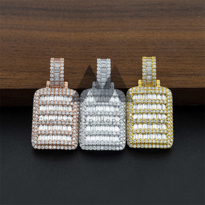 Hip Hop Rapper Jewelry Dogtag Pendant Iced Out For Men Moissanite Diamond