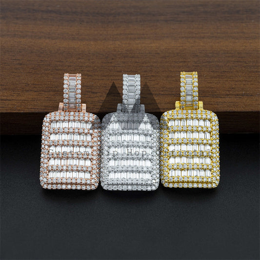 Hip Hop Rapper Jewelry Dogtag Pendant Iced Out For Men Moissanite Diamond