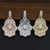 Iced Moissanite Diamond Hamsa Pendant with Tennis Chain Hip Hop Jewelry3