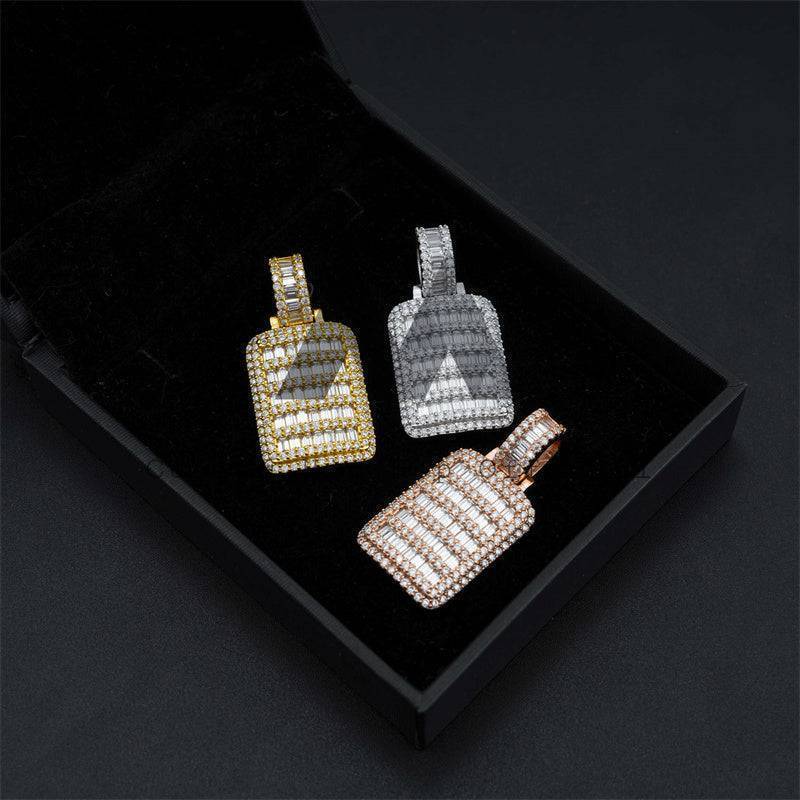 Hip Hop Rapper Jewelry Dogtag Pendant Iced Out For Men Moissanite Diamond