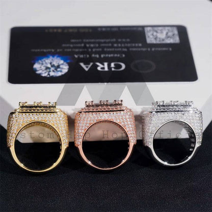 925 Sterling Silver Pass Diamond Tester Men Fashion Baguette Moissanite Iced Out Hip Hop Ring