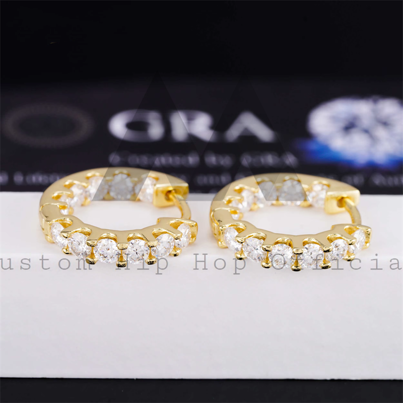 Small Size 925 Sterling Silver VVS Moissanite Diamond Hoop Earrings For Men and Women