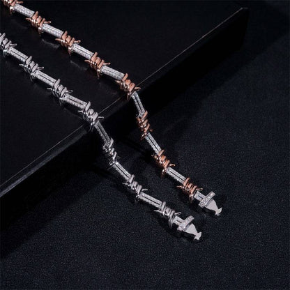 925 Sterling Silver Men Jewelry 6MM Moissanite Diamond Iced Out Wire Barber Bracelet