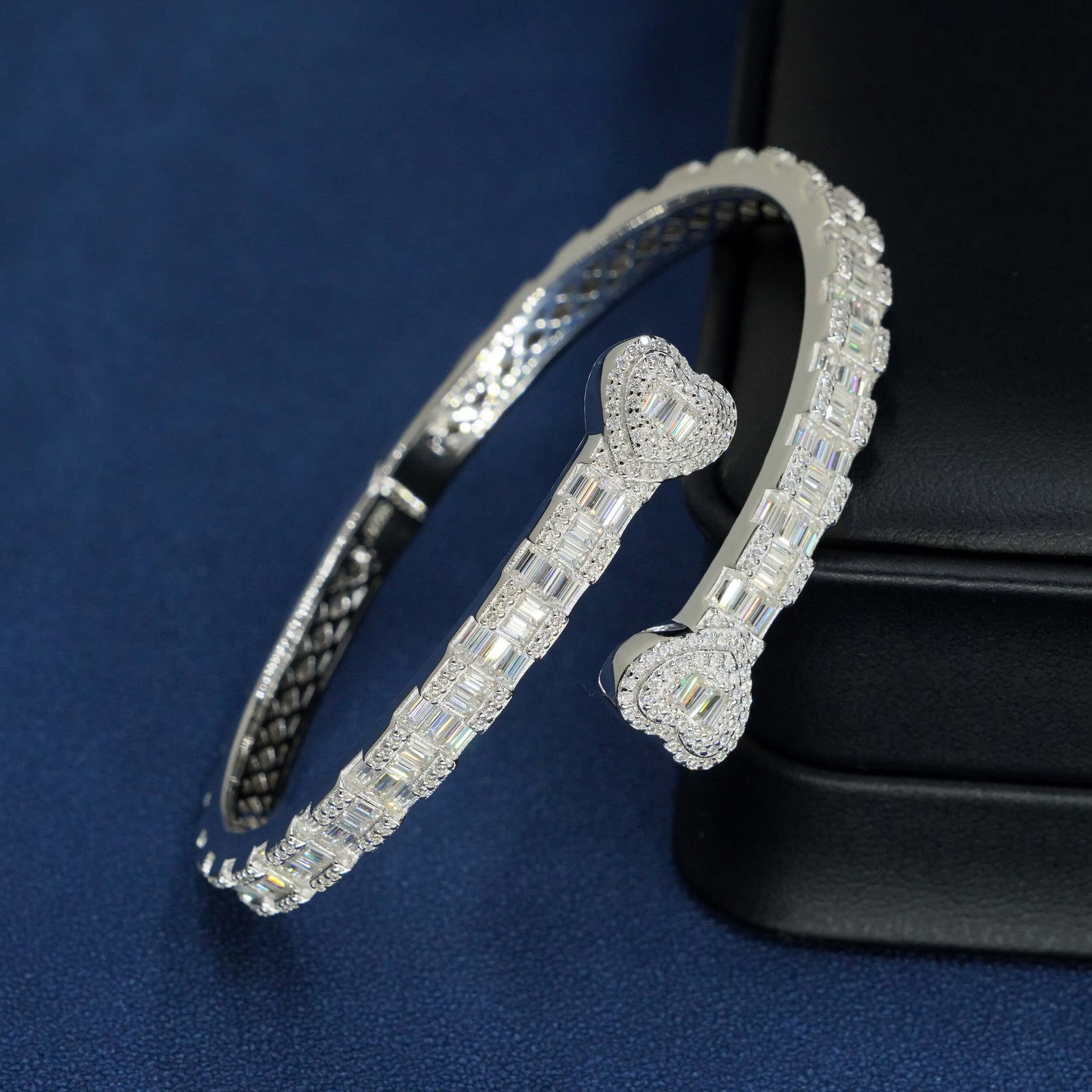 Hot Sell New Arrival Solid Silver Moissanite Baguette Cut Hip Hop Bracelet