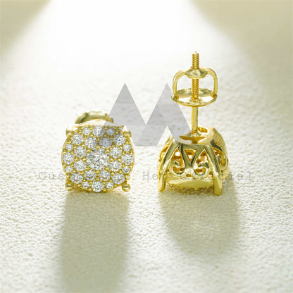 Brincos de diamante hip hop 925 prata VVS Moissanite parafuso traseiro estilo cluster