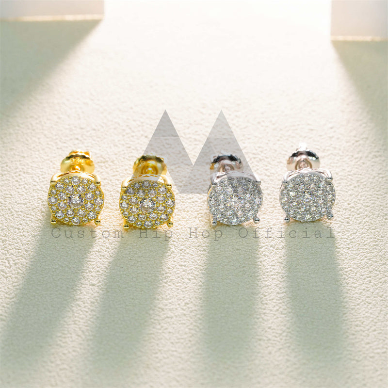 Brincos de diamante hip hop 925 prata VVS Moissanite parafuso traseiro estilo cluster