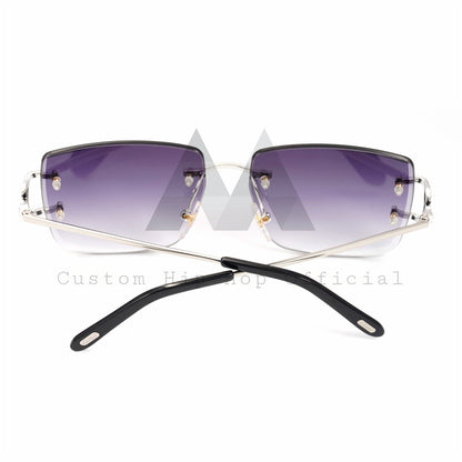 Stylish Purple Lens 925 Sterling Silver Iced Out Moissanite Diamond Sunglasses