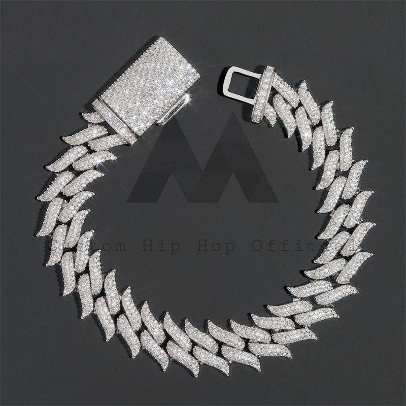 Silver 925 15MM Spike Cuban Bracelet with Iced Out VVS Moissanite Diamonds Hip Hop Jewelry for Men3