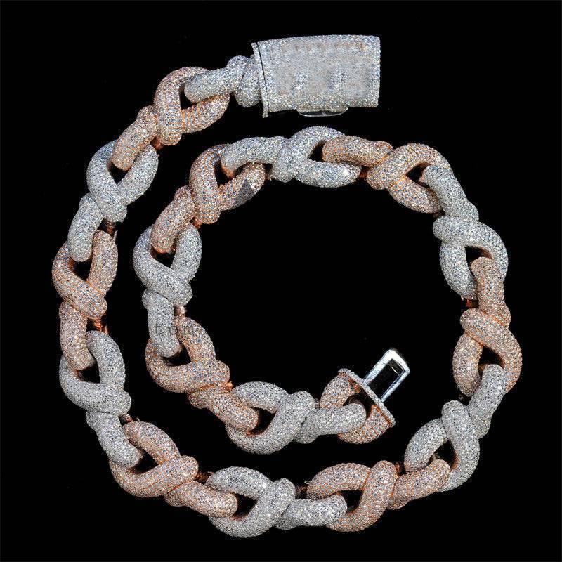 Iced Out Moissanite Diamond Link Chain 23MM Rose Gold Mix White Gold hip hop jewelry3