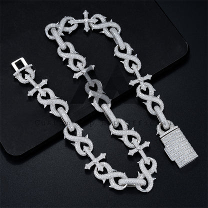18MM Iced Out Infinity Link Mix Cross Charm with VVS Moissanite Diamonds on Iced Out Cuban Chain Necklace4