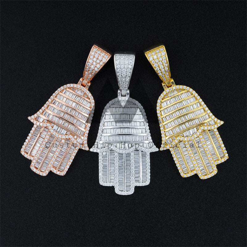 Men Jewelry Fit For 4MM Tennis Chain Hip Hop Pendant Moissanite Diamond Hamsa