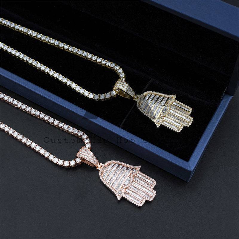 Men Jewelry Fit For 4MM Tennis Chain Hip Hop Pendant Moissanite Diamond Hamsa