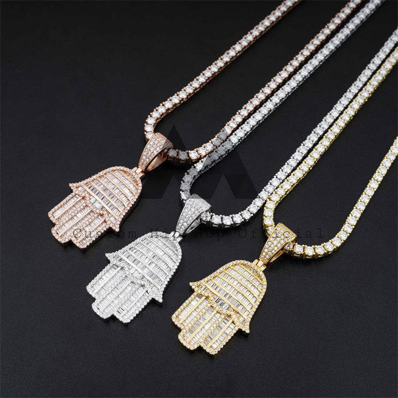 Men Jewelry Fit For 4MM Tennis Chain Hip Hop Pendant Moissanite Diamond Hamsa