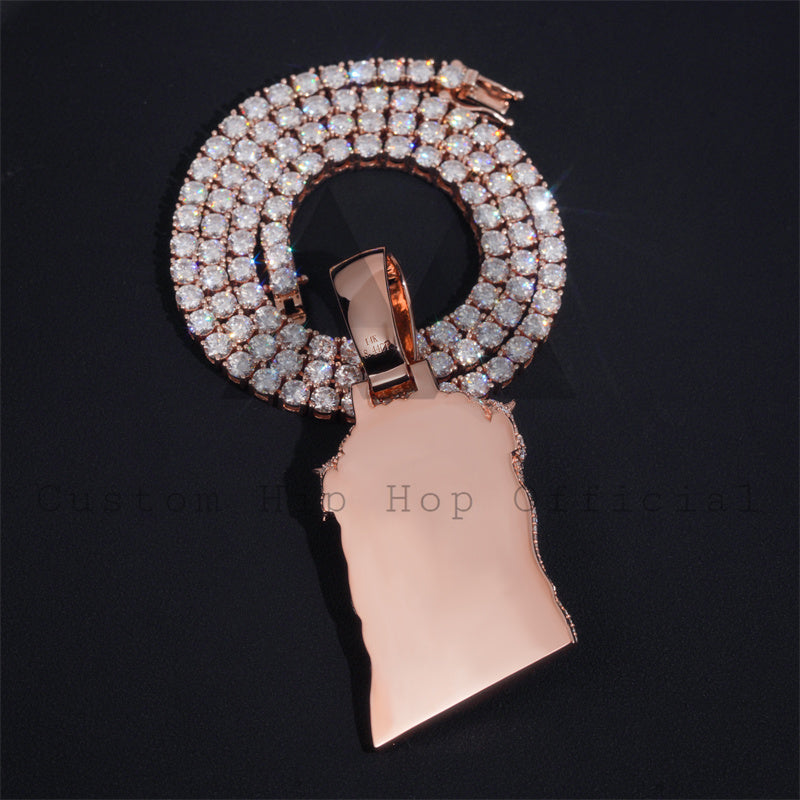 Iced Out Color Moissanite Diamond Jesus Pendant 18K Rose Gold Plated