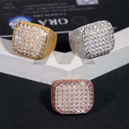 Hip Hop Iced Out VVS Moissanite Diamond Ring For Men 925 Silver