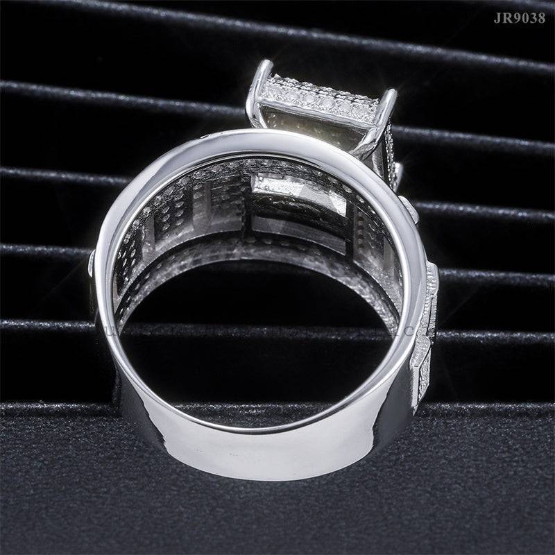 Hip hop jewelry featuring Pass Diamond Tester white gold plated 925 silver Moissanite iced out finger ring for men2