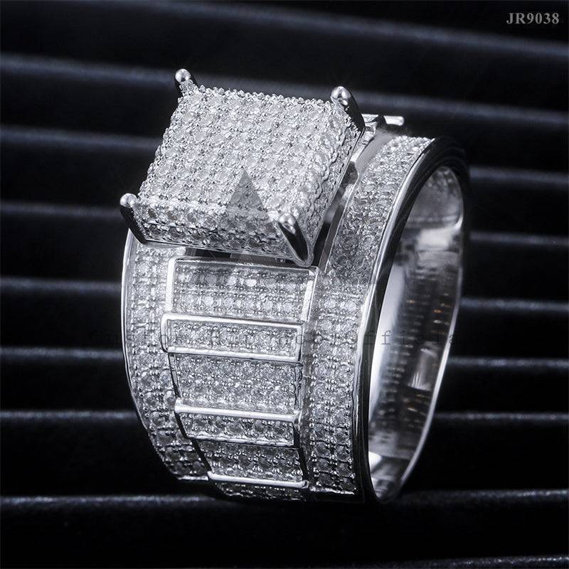 Hip hop jewelry featuring Pass Diamond Tester white gold plated 925 silver Moissanite iced out finger ring for men1