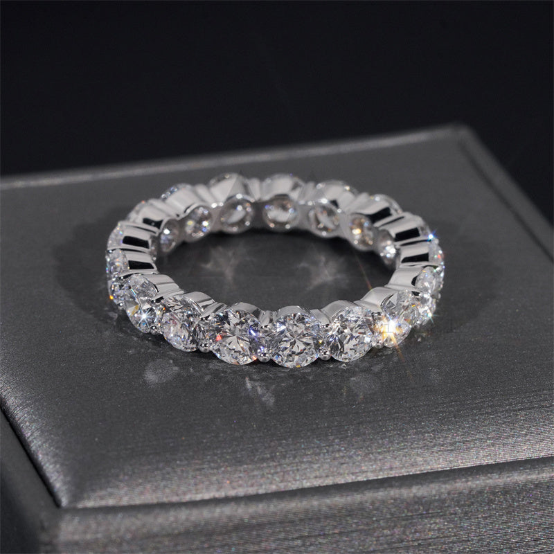 10K 14K 18K Real Gold VVS D Color Lab Diamond CVD 5MM Eternity Ring Fully Iced