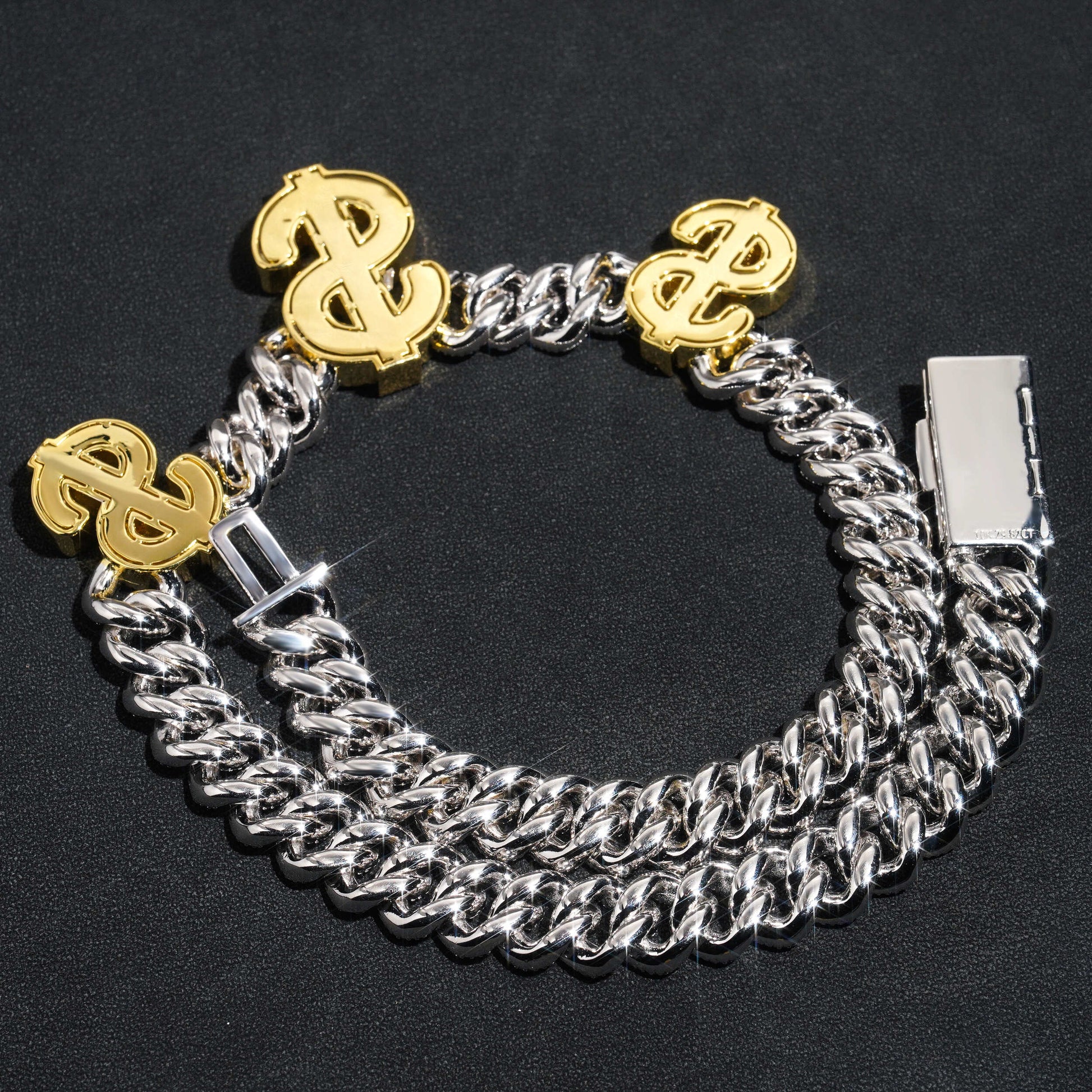 15MM Baguette Moissanite Cuban Chain with Dollar Sign Iced Out Hip Hop Jewelry for Men4