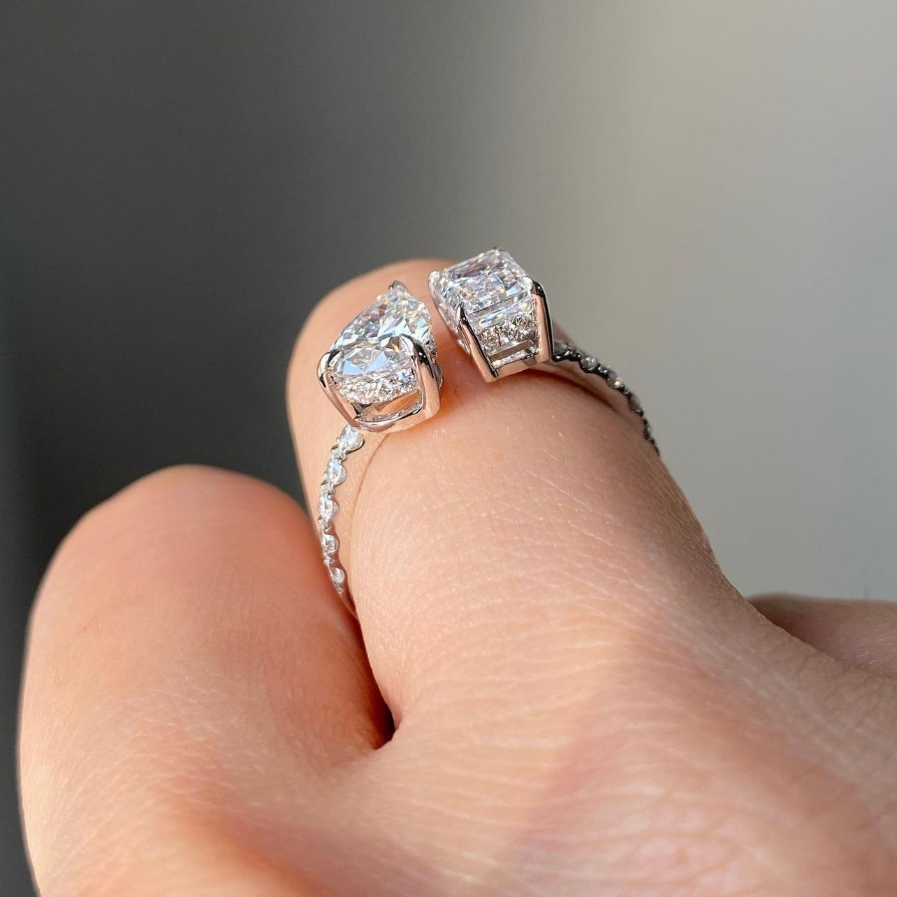Обручальное кольцо с двумя камнями VVS из муассанита, чистое золото 10 карат, 14 карат, 18 карат