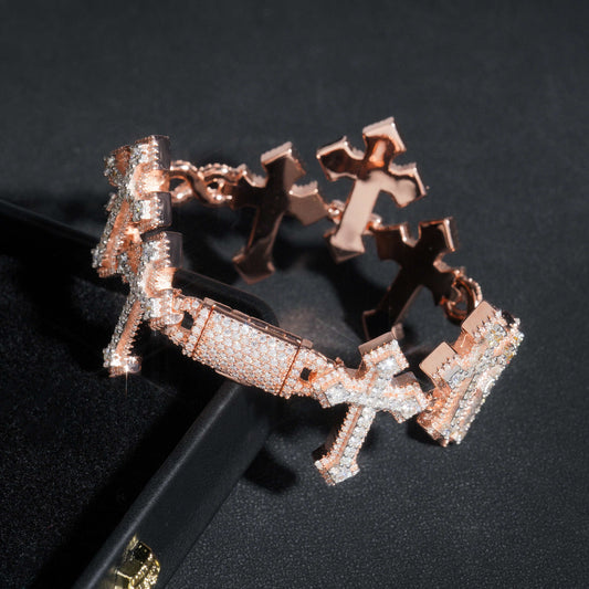 Iced Out VVS Муассанит Бесконечный браслет с крестом, ювелирные изделия в стиле хип-хоп
