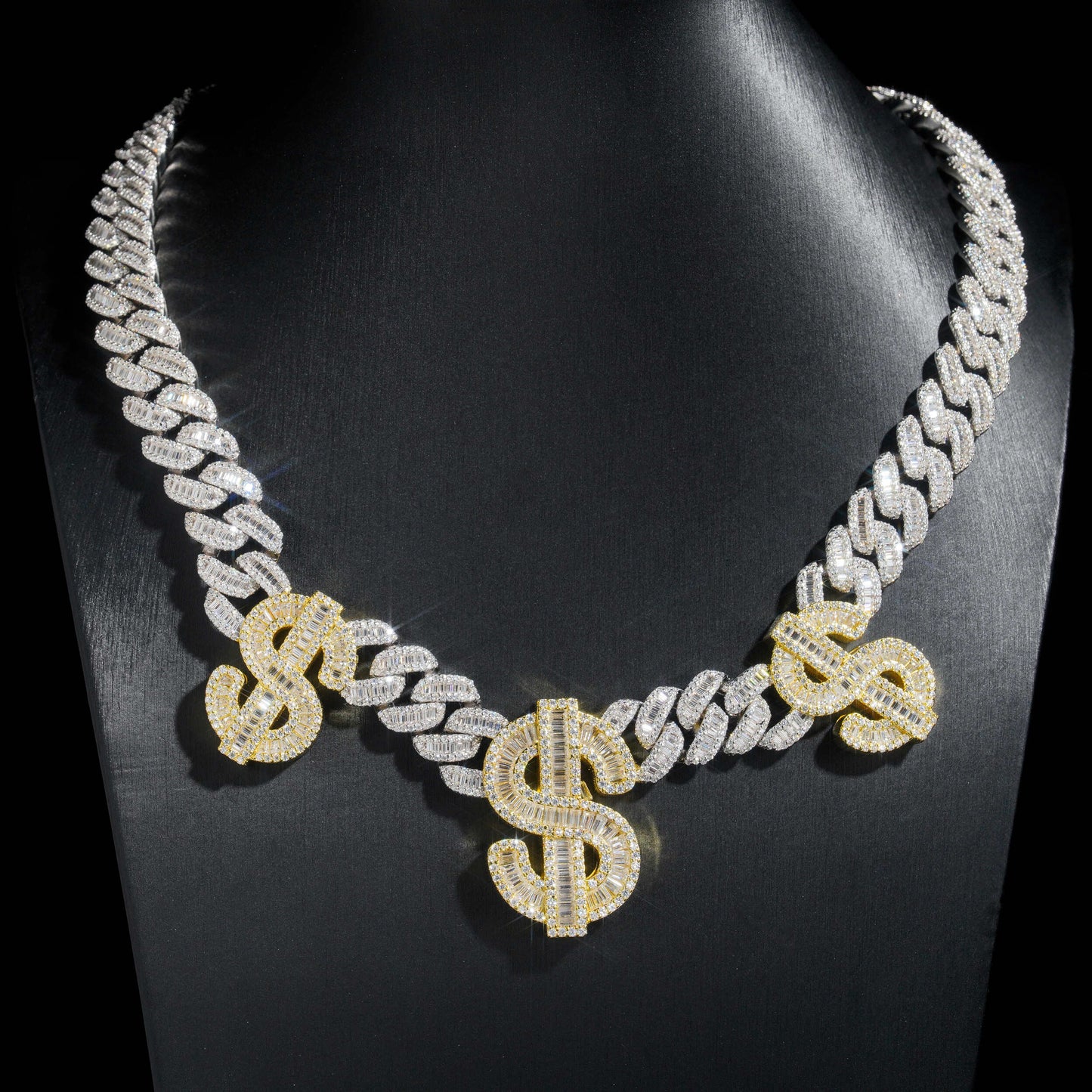 15MM Baguette Moissanite Cuban Chain with Dollar Sign Iced Out Hip Hop Jewelry for Men1