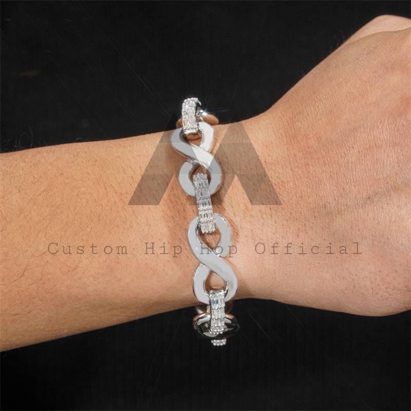 Hip Hop 13MM Moissanite Bracelet in 925 Silver Infinity Style0