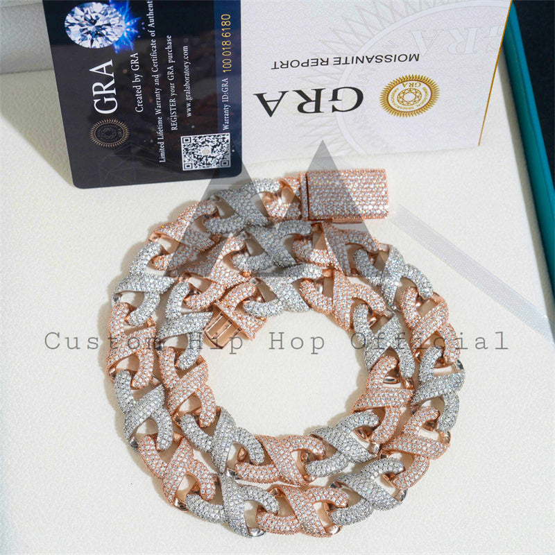 15MM Rose Gold Moissanite Iced Out Infinity Link Chain for Men2