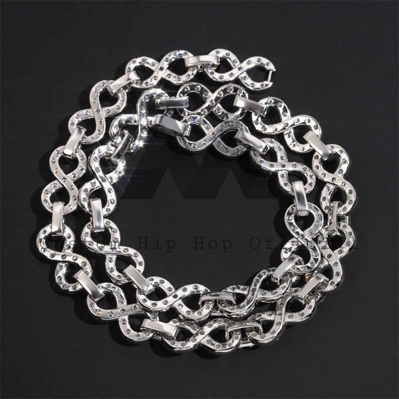 Iced Out 925 Silver Moissanite Infinity Chain Hip Hop Jewelry