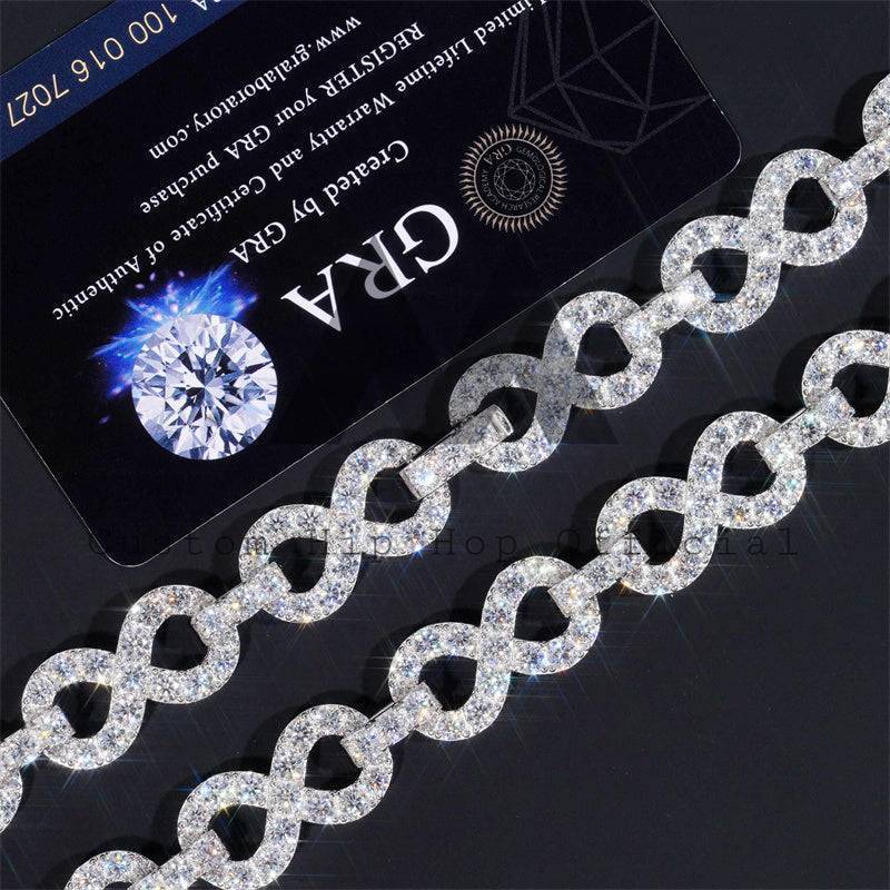 Iced Out 925 Silver Moissanite Infinity Chain Hip Hop Jewelry