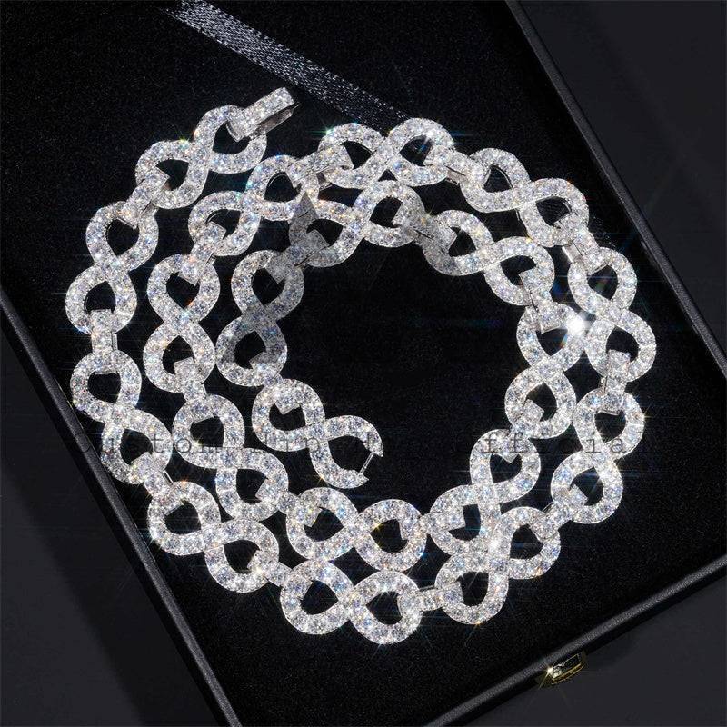 Iced Out 925 Silver Moissanite Infinity Chain Hip Hop Jewelry