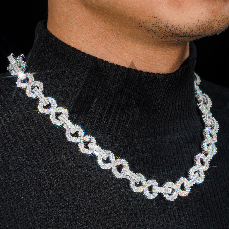 Hot Sell Hip Hop Iced Out 13MM Silver 925 VVS Moissanite Diamond Infinity Link Chain