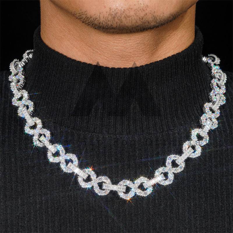 Iced Out 925 Silver Moissanite Infinity Chain Hip Hop Jewelry