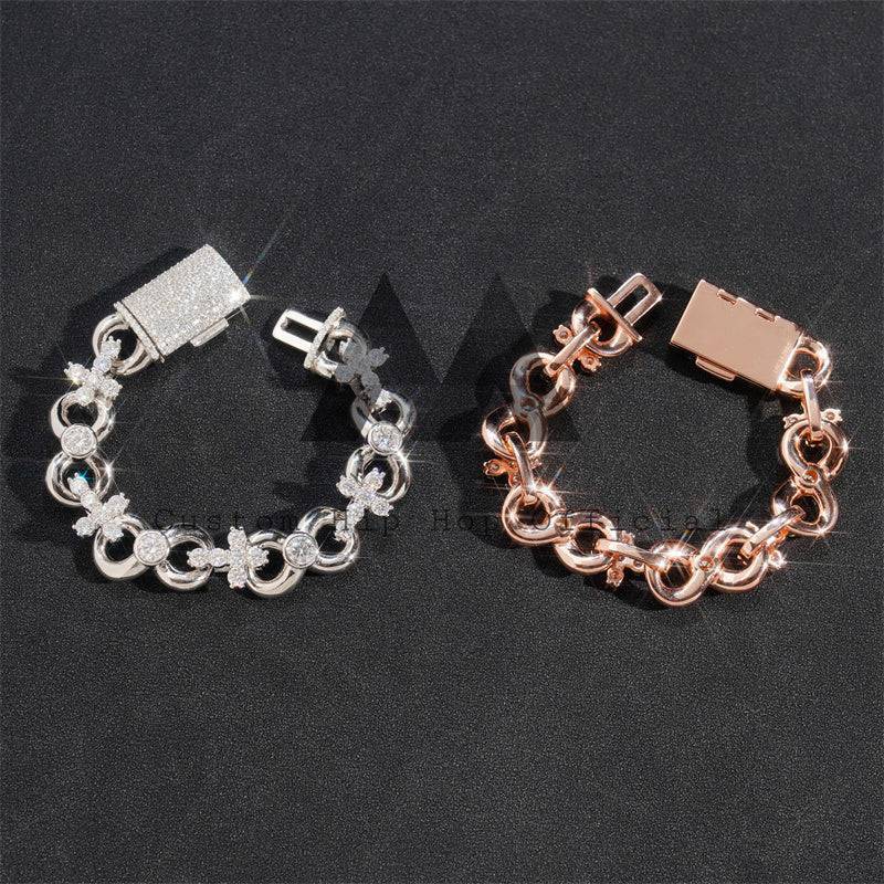 13MM Iced Out Cross Charm Infinity Link Bracelet with Moissanite Diamond for Men4