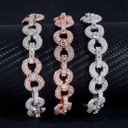 Hip Hop Moissanite Jewelry 13MM Iced Out Moissanite Diamond Infinity Link Bracelet