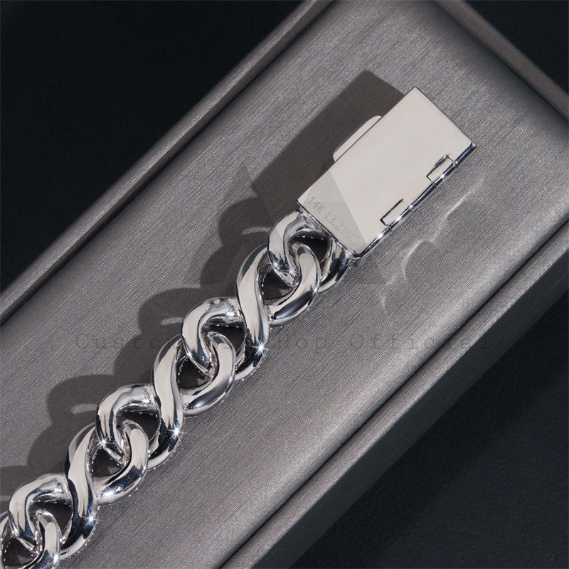 13MM Fully Iced VVS Moissanite Diamond Inifinity Link Bracelet For Men 925 Silver