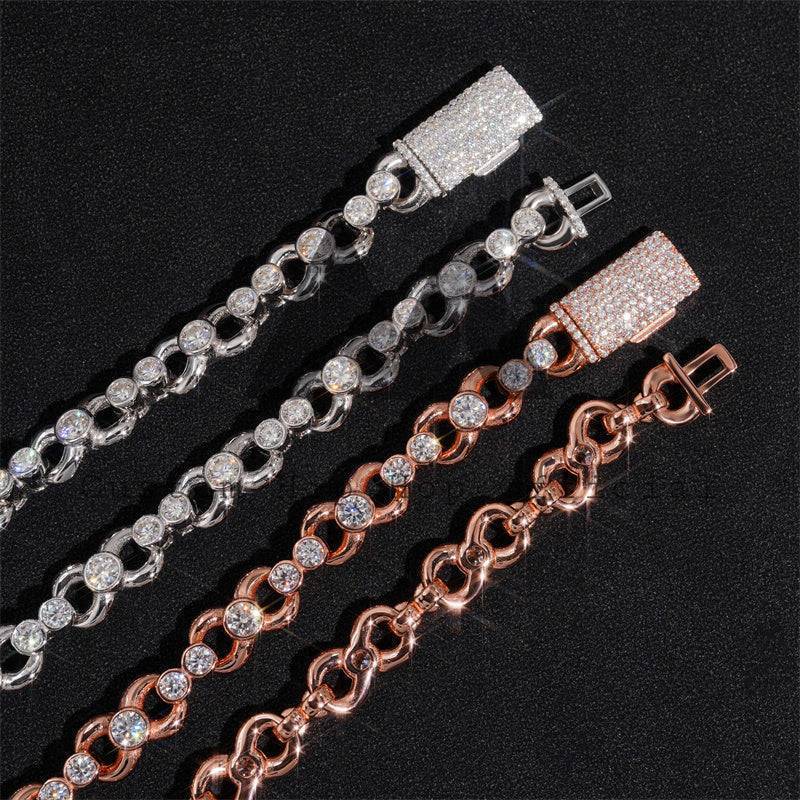 New Arrival Iced Out Bezel Setting Moissanite Diamond Infinity Link Chain Hip Hop Jewelry0