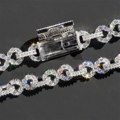 Hip Hop Men Jewelry 15MM Infinity Link Chain Moissanite Diamond 925 Silver Round Mix Baguette Diamond Style