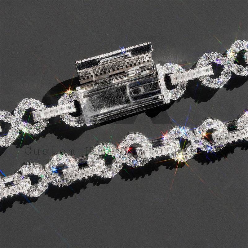 15MM Iced Out Moissanite Diamond Silver Chain Hip Hop Jewelry